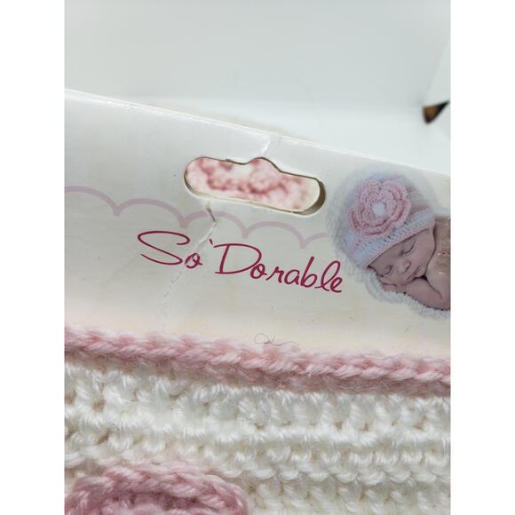 2 Pair NEW Hand Crocheted Diaper Cover Baby Girls 0-6 Months White Pink Flower - Picture 6 of 12